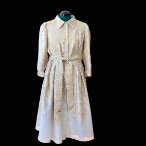 Teri Jon by Rickie Freeman size 18 Silver and gold midi Shirt Dress